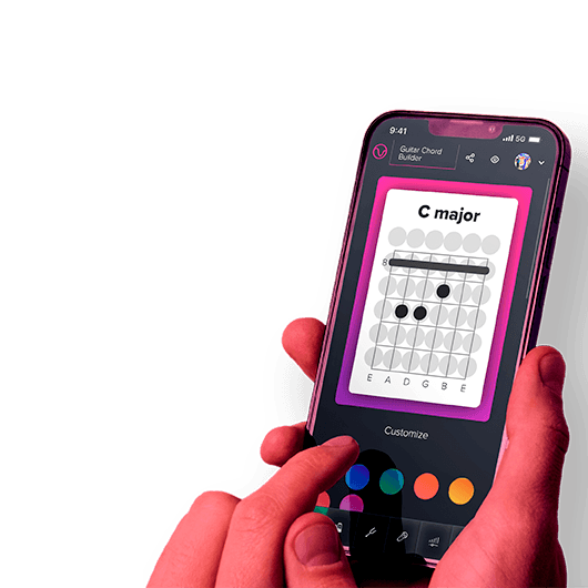 Phone showing the VOGUM Chord diagram designer.